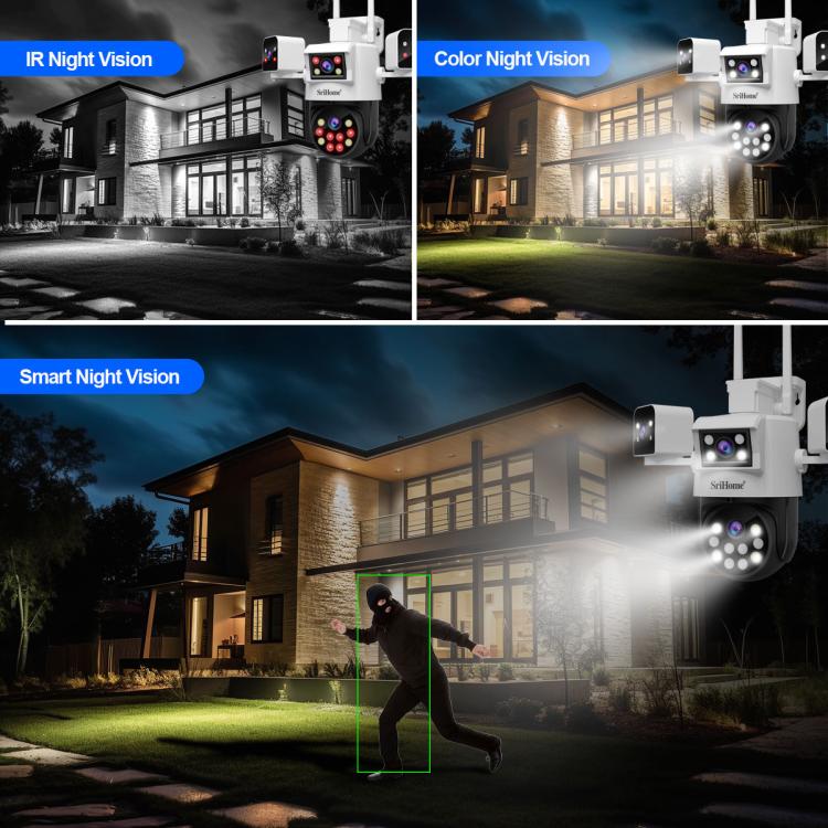SriHome SH066 8MP HD Quad Lens Security Camera, Support Full Color Night Vision / Two-way Audio SriHome SH066 8MP HD Quad Lens Security Camera, Support Full Color Night Vision / Two-way Audio